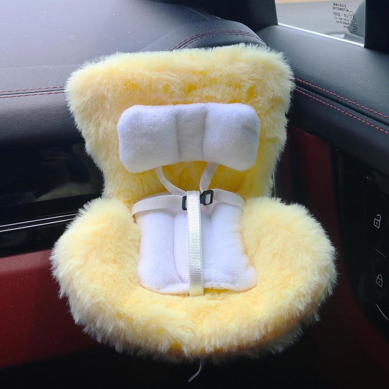 Walant Doll Car Seat Compatible with Labubu, Chair for 10-17cm Dolls - Adjustable Safety Strap, Air Vent Clip & Desktop Stand, Soft Cushion, Cute Car Ornament Gift for Collectors & Fans (Yelllow) - Image 1